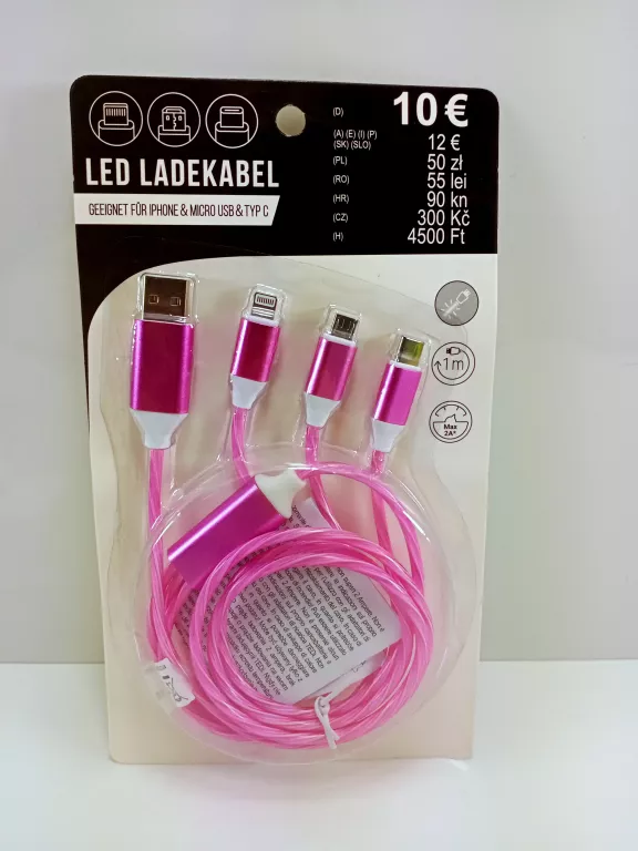 LED LADEKABEL IPHONE & MICRO USB & TYP C