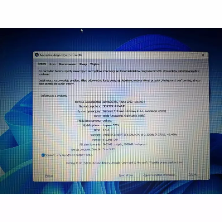 LAPTOP DELL INSPIRON 5759 I5 8GB / 500GB SSD