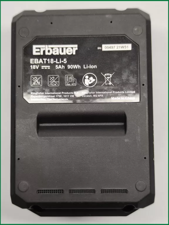 AKUMULATOR ERBAUER EXT 18V 5.0 AH