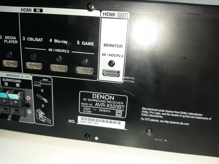 AMPLITUNER DENON AVR-X520BT 5.2 CZARNY + PILOT