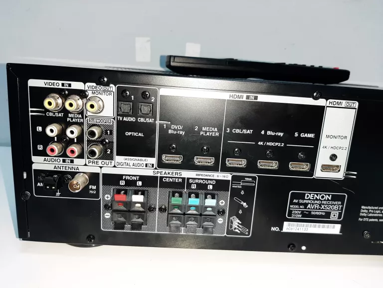 AMPLITUNER DENON AVR-X520BT 5.2 CZARNY + PILOT