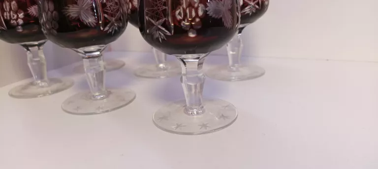 STARE KIELISZKI KRYSZTAŁ REMER RUBINOWE 6 SZT