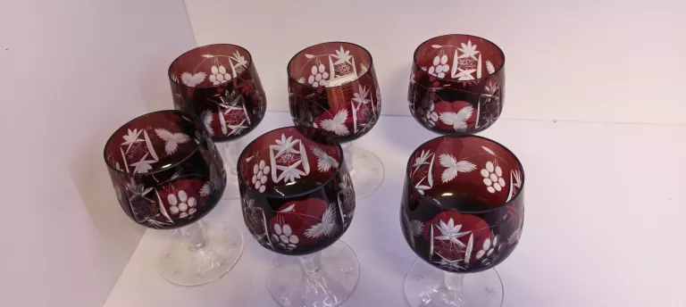 STARE KIELISZKI KRYSZTAŁ REMER RUBINOWE 6 SZT