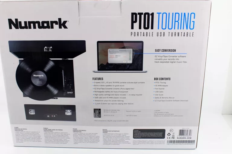 MOBILNY GRAMOFON NUMARK PT01 ZESTAW GWARANCJA