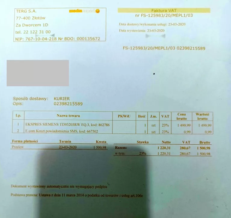 EKSPRES DO KAWY SIEMENS EQ.3 TI303203RW