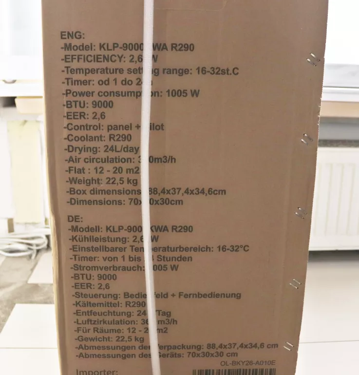 KLIMATYZACJA 3W1 KLIMATYZATOR KLP-9000KWA R290
