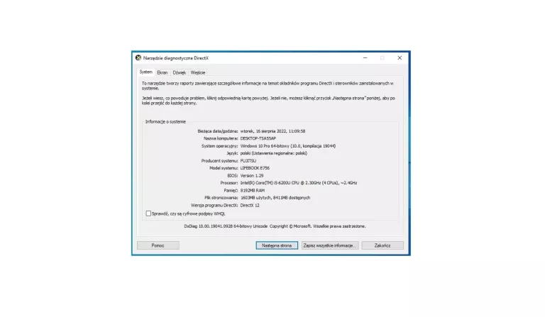 LAPTOP FUJITSU E756 I5-6200U 8GB 500GB HDD W10
