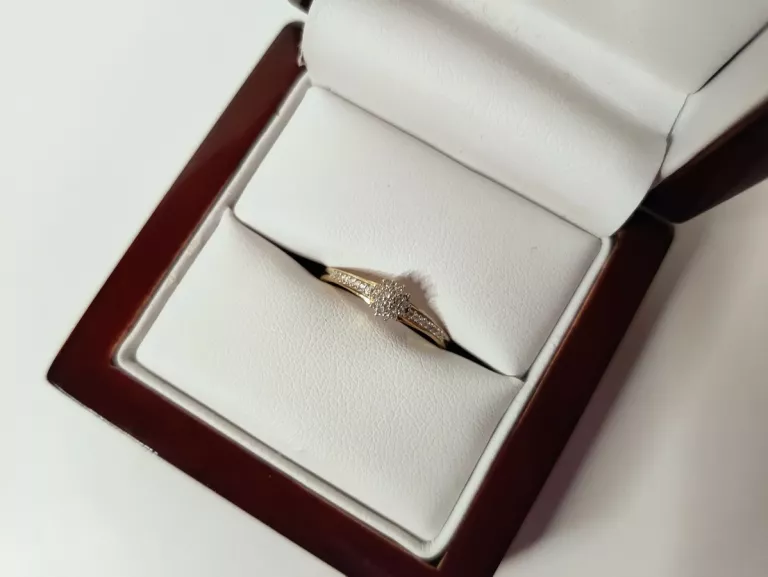 PIĘKNY ZŁOTY PIERŚCIONEK 14K DIAMENTY APART