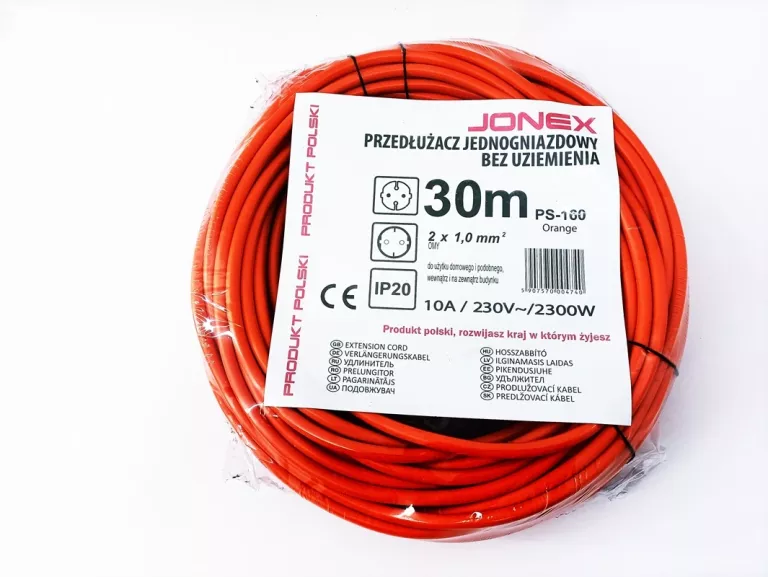 PRZEDŁUŻACZ OGRODOWY 30M JONEX PS-160 10A IGŁA