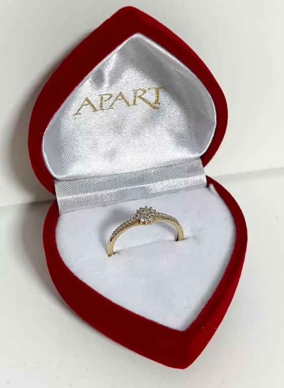 PIĘKNY ZŁOTY PIERŚCIONEK 14K DIAMENTY APART
