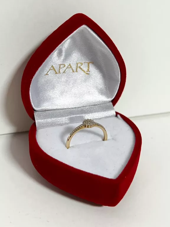 PIĘKNY ZŁOTY PIERŚCIONEK 14K DIAMENTY APART