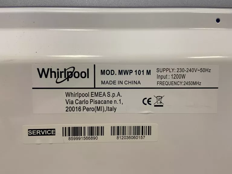 MIKROFALÓWKA WHIRLPOOL MWP 101 MX / GWARANCJA