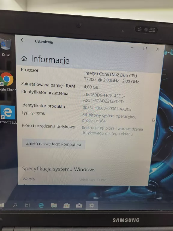 LAPTOP SAMSUNG R70 + ŁAD KLEJONA