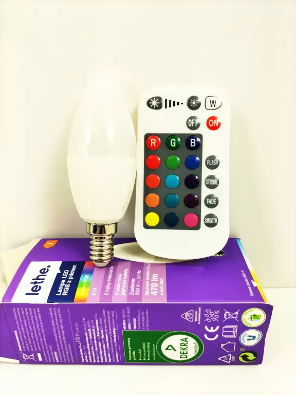 LETHE LAMPA LED RGB Z PILOTEM E14