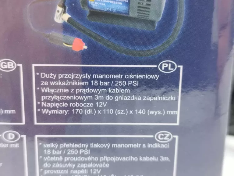 KOMPRESOR 12V NA ZAPALNICZKE