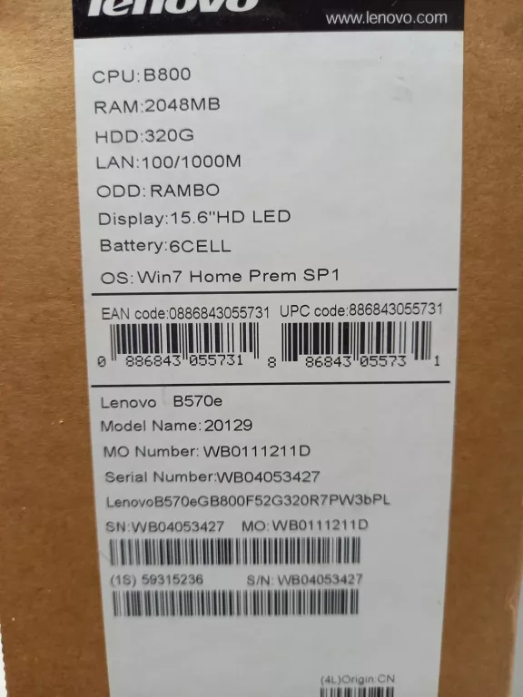 LAPTOP LENOVO B570E