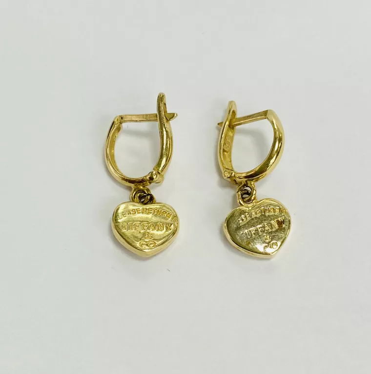 ZŁOTE KOLCZYKI SERDUSZKA TIFFANY&CO 585 3,03G