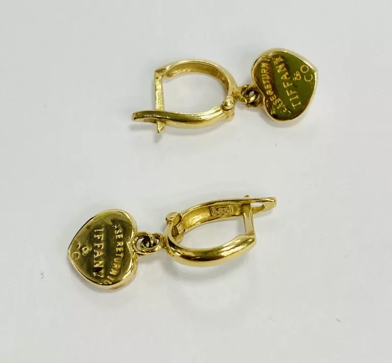 ZŁOTE KOLCZYKI SERDUSZKA TIFFANY&CO 585 3,03G