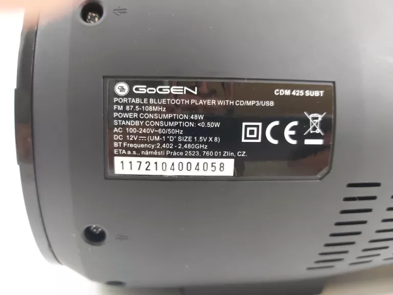 RADIOODTWARZACZ GOGEN CDM425SUBT BOOMBOX CZARNY