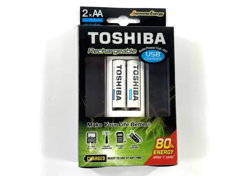 ŁADOWARKA TOSHIBA + 2 AKUMULATORKI AA 2000 MAH