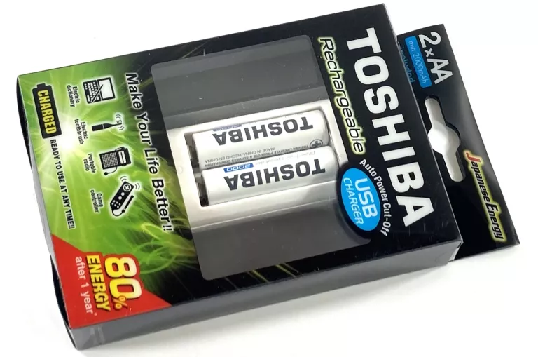 ŁADOWARKA TOSHIBA + 2 AKUMULATORKI AA 2000 MAH