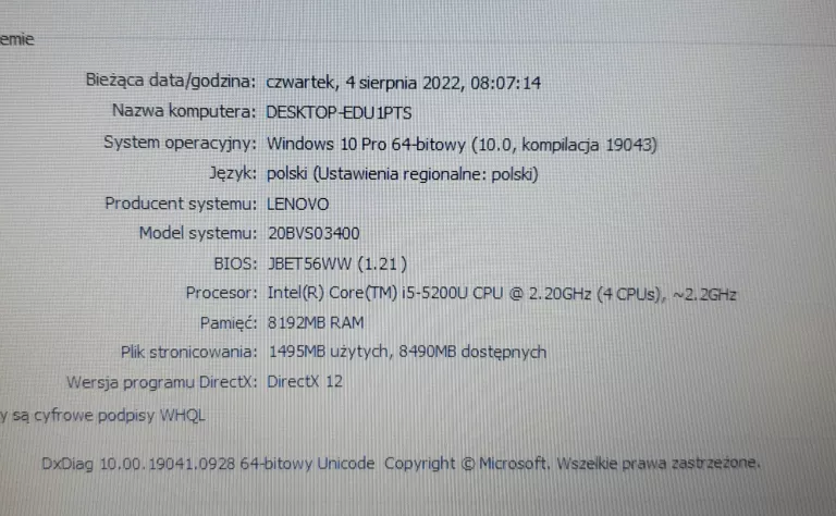 LAPTOP LENOVO THINKPAD L450 I5-5GEN, 8RAM/128SSD