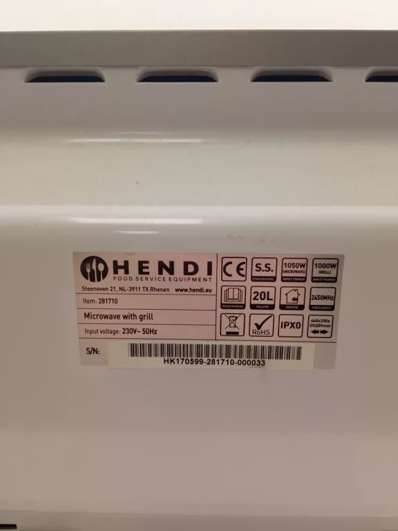 KUCHENKA MIKROFALOWA Z GRILLEM HENDI 281710