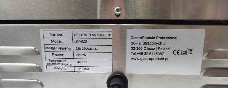 GRILL KONTAKTOWY PANINI "QUEEN" GP-820