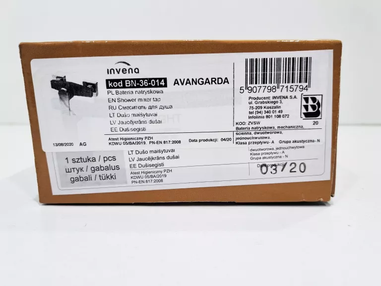 INVENA BATERIA PRYSZNICOWA CZARNA AVANGARDA