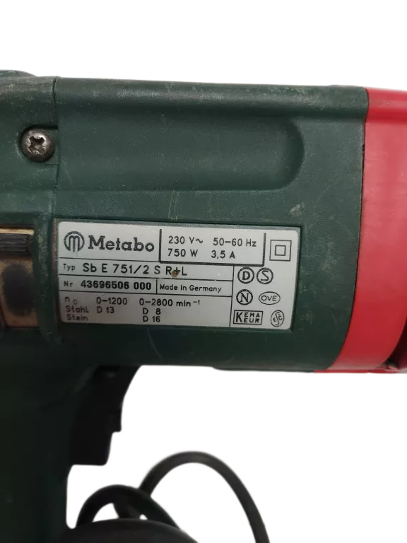 WIERTARKA UDAROWA METABO SB E 751/2 S R+L 750W