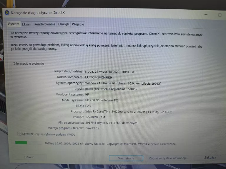 HP250 G5 I5-6200U/12GB RAM/1TB/WIN10/R5M330 OPIS