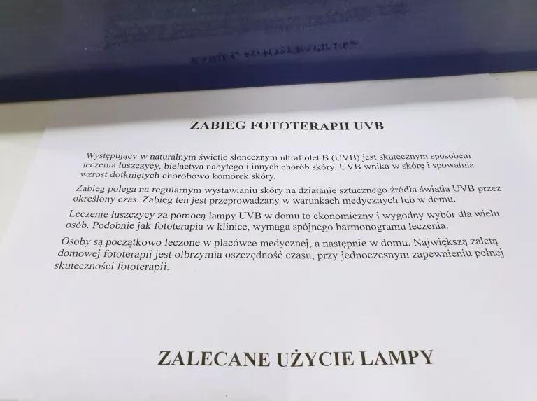 LAMPA LECZNICZA UNI-LIGHT UVB BIAŁY KOMPLET