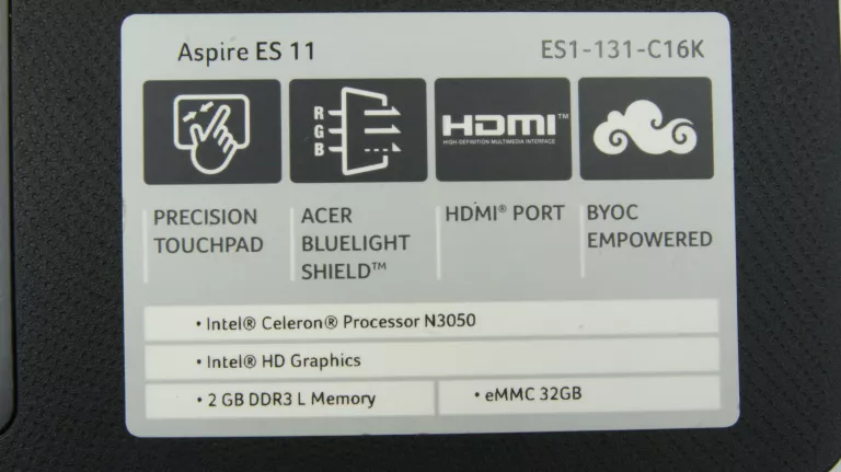 ACER ASPIRE ES 11 CELERON N3050/32GB/2GB/WIN10