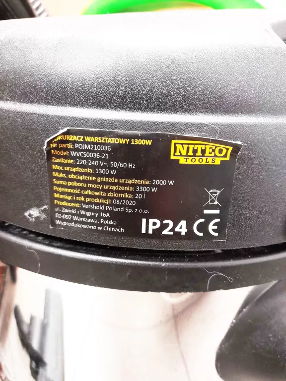 ODKURZACZ WARSZTATOWY NITEO TOOLS 1300W