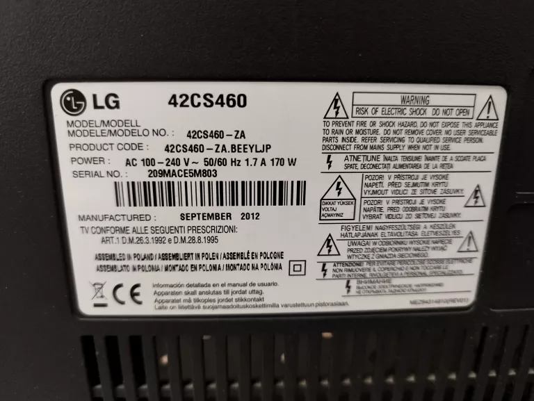 TELEWIZOR LG 42CS460 42 CALE DVB-T