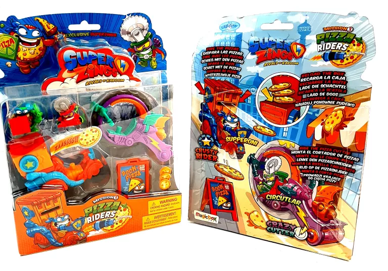 super-zings-pizza-riders-2-figurki-2-pojazdy-stan-nowy