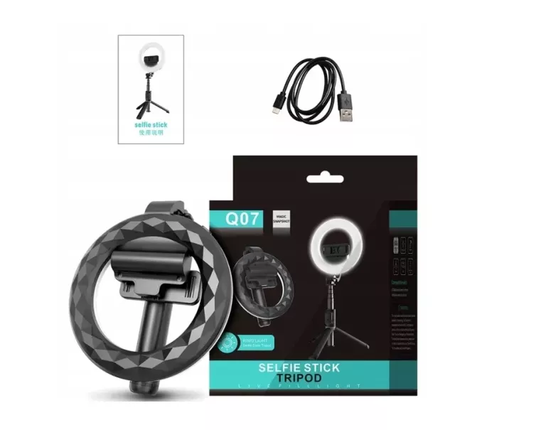 LAMPA/UCHWYT SELFIE STICK TRIPOD Q07