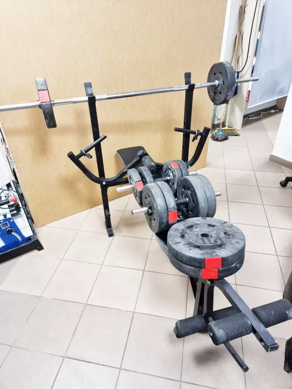 ŁAWKA DO ĆWICZEŃ + GRYF + OBCIĄŻENIE 70 KG