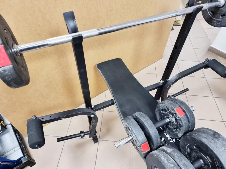 ŁAWKA DO ĆWICZEŃ + GRYF + OBCIĄŻENIE 70 KG