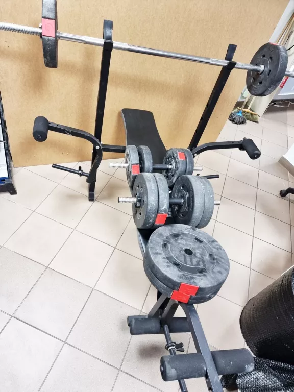 ŁAWKA DO ĆWICZEŃ + GRYF + OBCIĄŻENIE 70 KG
