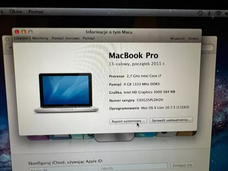 APPLE MACBOOK PRO 8,1 2011 4GB/500GB I7 13 CALI