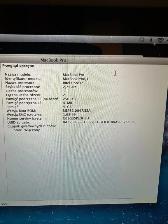 APPLE MACBOOK PRO 8,1 2011 4GB/500GB I7 13 CALI