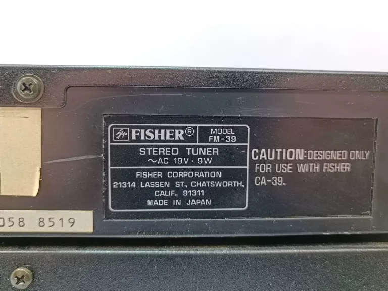 TUNER FM FISHER FM-39/ FISHER CA-39/FISHER CR-W34
