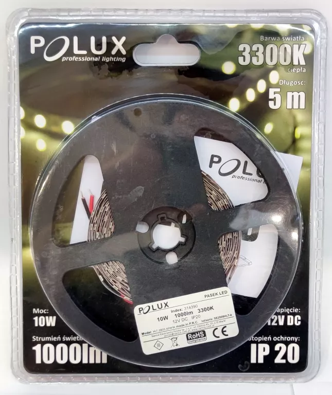 PASEK LED POLUX 3300K CIEPŁA IP20 10W 5M