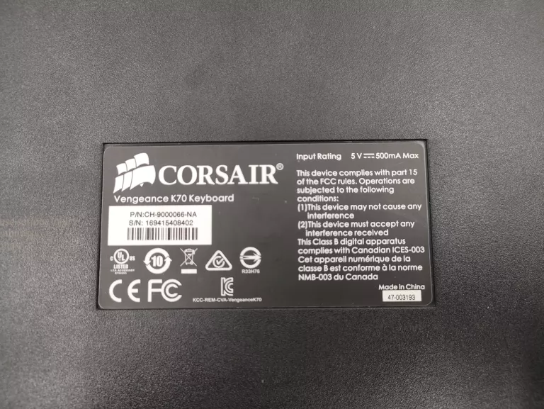 KLAWIATURA CORSAIR K70 RAPIDFIRE KOMPLET