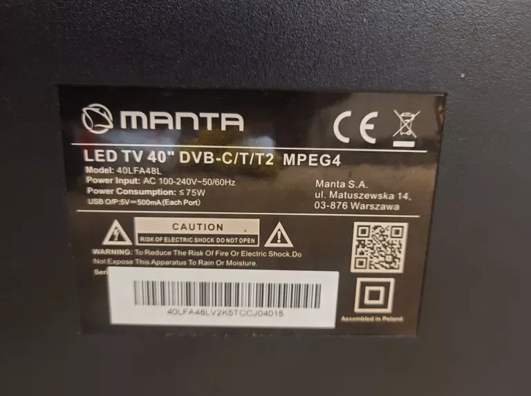 TELEWIZOR MANTA LED TV 40LFA48L