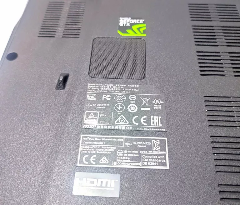 LAPTOP MSI GL72M 17,3