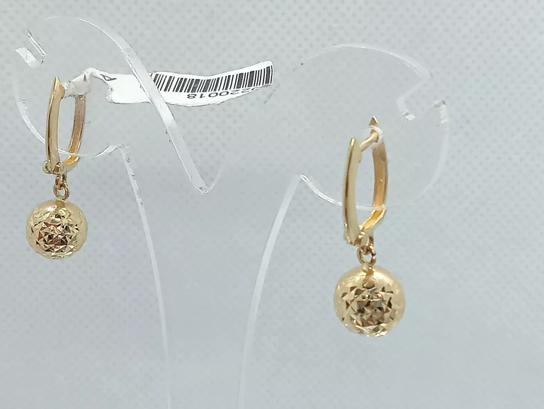 zlote-kolczyki-kulki-wiszace-pr585-stan-uzywany