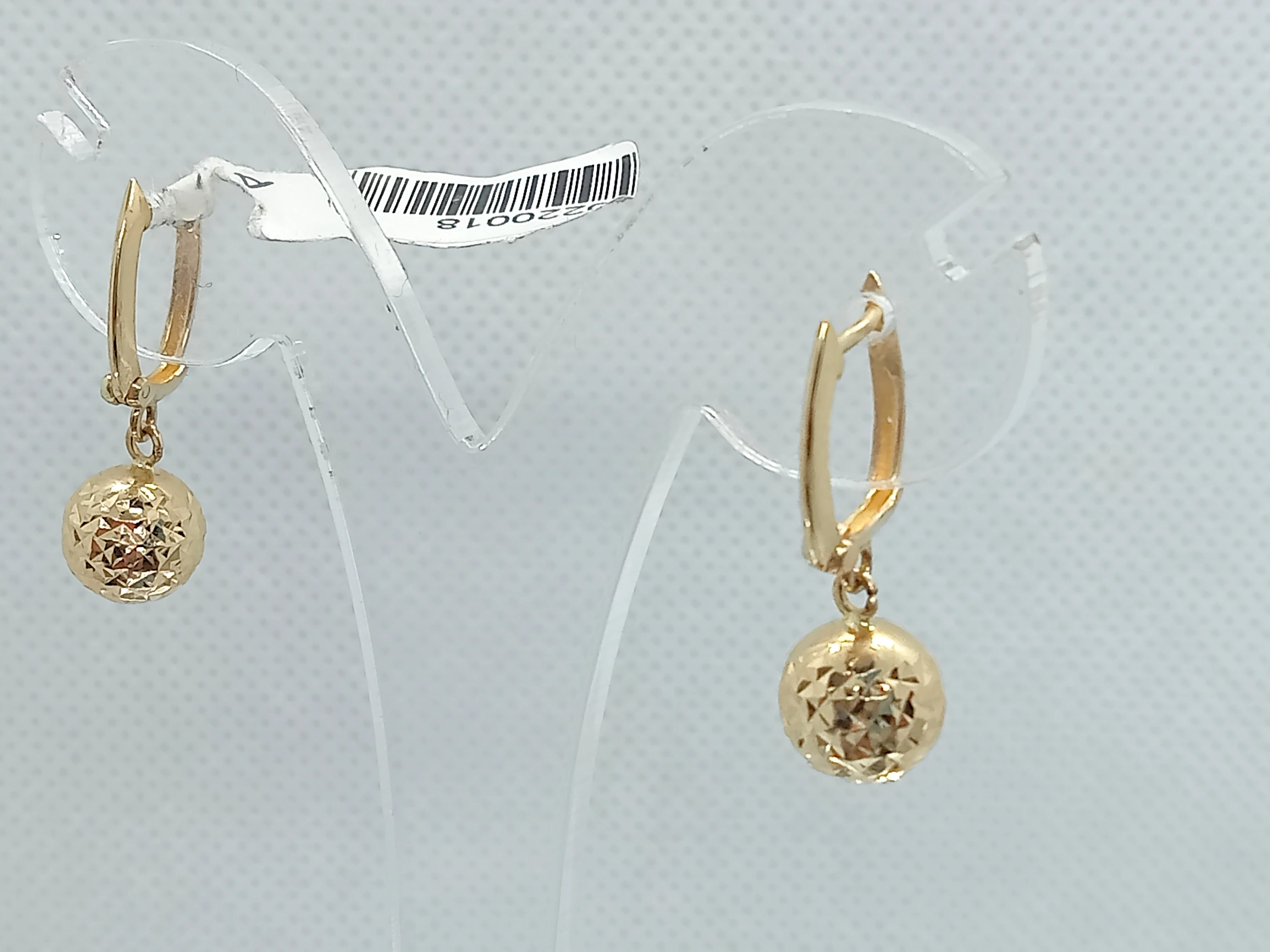 zlote-kolczyki-kulki-wiszace-pr585-stan-uzywany