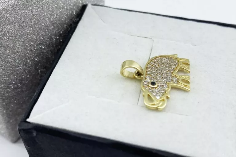 PIĘKNA ZŁOTA ZAWIESZKA SŁOŃ 1,58G 585P